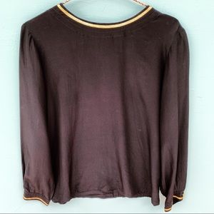 Y.LE.V VINTAGE black silk crew neck blouse shirt